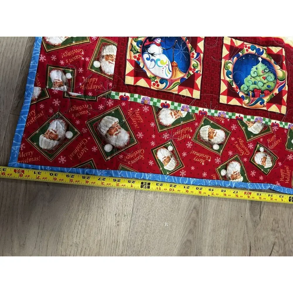 Crib Quilt Christmas Holiday Santa Claus Pictorial Rectangular Red/Blue